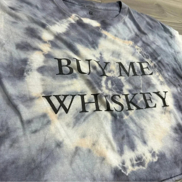 coco + pine Buy Me Whiskey Blue Tie Dye Cropped Shirt - Picture 7 of 8